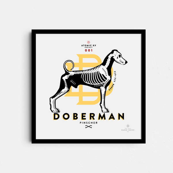 Doberman Bone Print - 12" x 12"