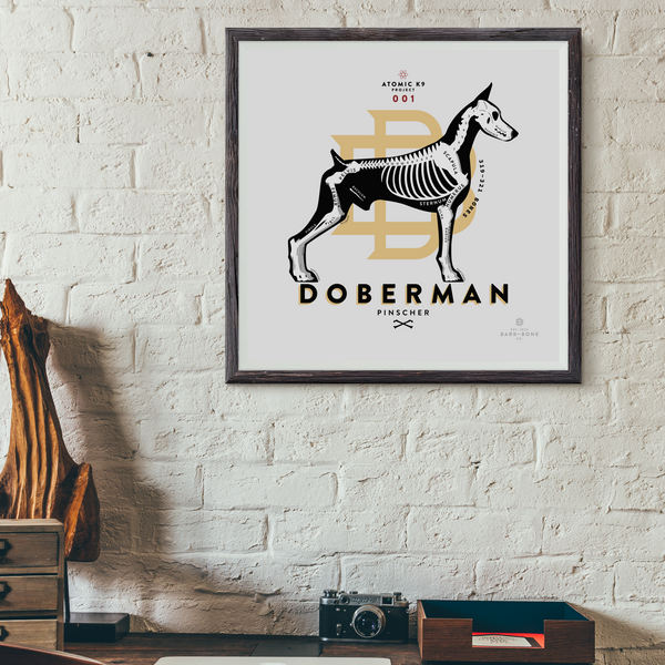 Doberman Bone Print - 12" x 12"