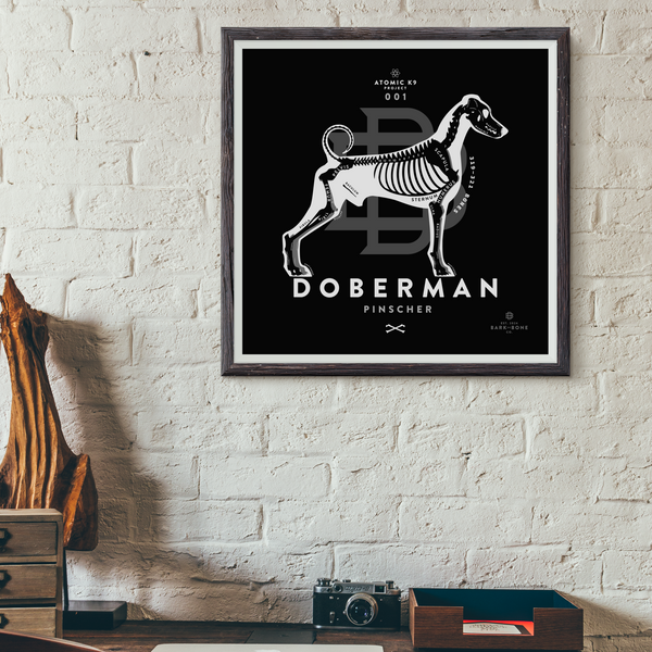 Doberman Bone Print - 12" x 12"