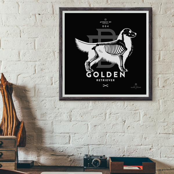 Golden Retriever Bone Print - 12" x 12"