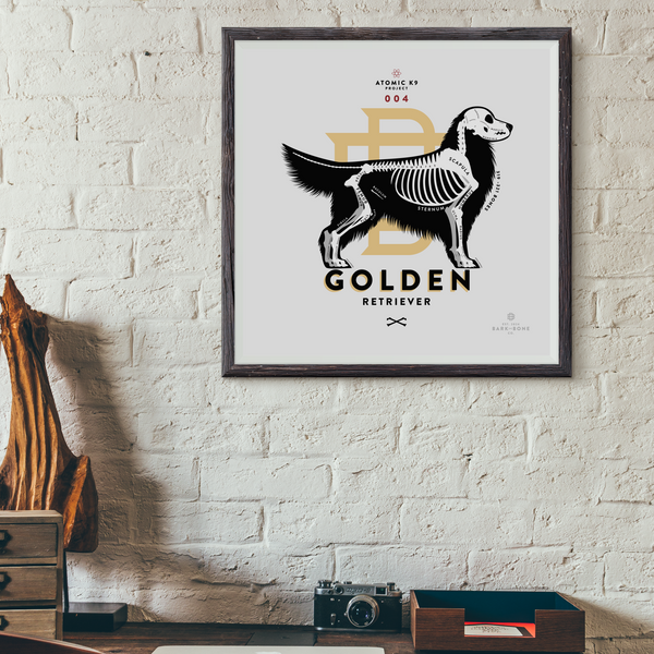 Golden Retriever Bone Print - 12" x 12"